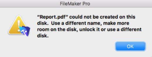 FileMaker Pro error message
