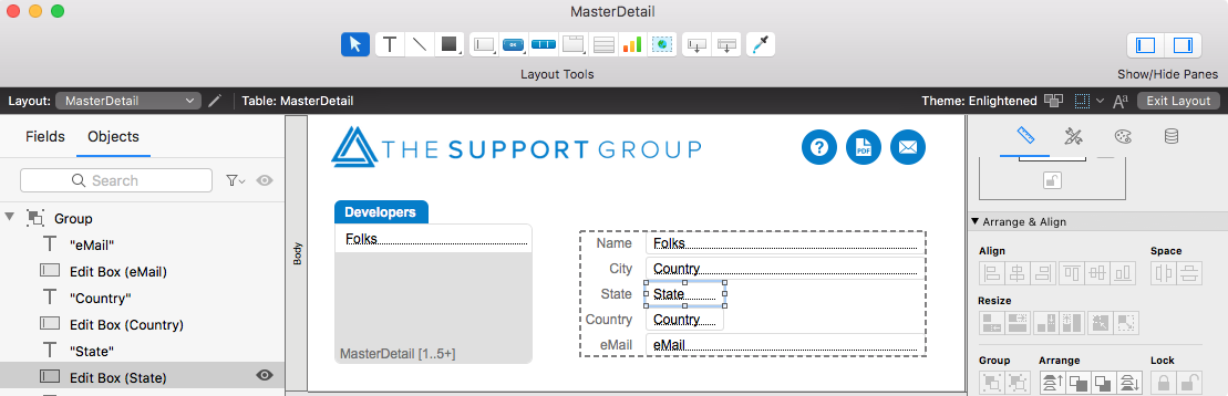 Edit Grouped Objects in FileMaker 17