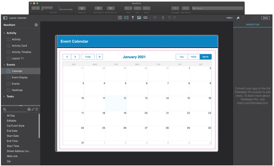 filemaker optimal layout size