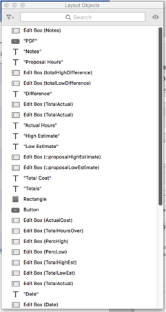FileMaker Layout Objects Window 1
