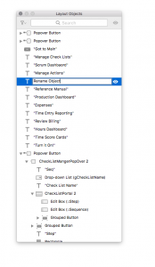 FileMaker Layout Objects Window screenshot 4