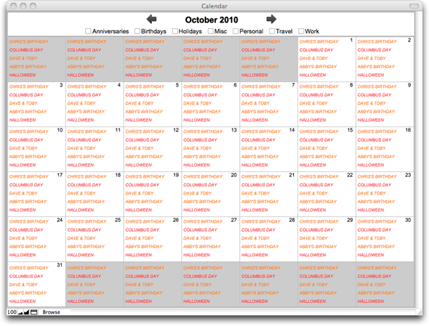 Creating calendars in FileMaker Pro