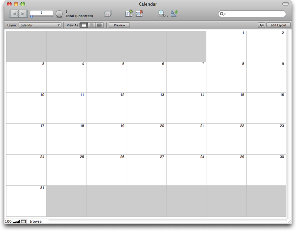 Creating calendars in FileMaker Pro