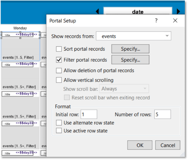 FileMaker Calendars Monday Start of Week