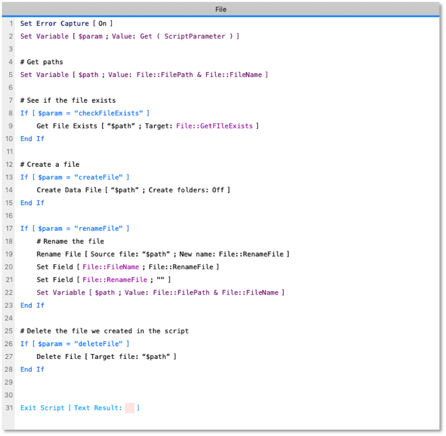 file based script steps in FileMaker 18